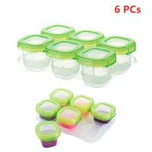 6 шт. детские пластиковые контейнеры для еды, мини морозильные горшки, коробки, морозильная камера, коробка для хранения, BPA бесплатно