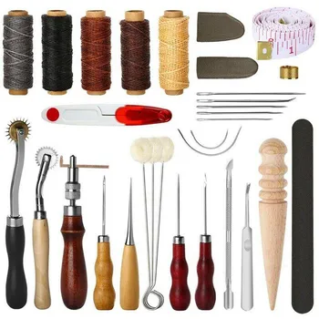 

Professional 31pcs Leather Craft Sewing Tools Kit Handmade Stitching Punch Carving Work Saddle Leathercraft Tool Accessories