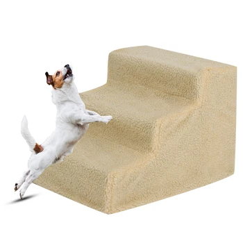 

3-Steps Pet Dog Cat Stairs Ramp Pet Ladder With Removable Cover for Dog Cat High Bed Anti-slip Stairs Pet Furniture Supplies