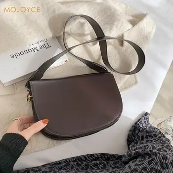 

Casual Leather Shoulder Bag for Women Simple Solid Color Crossbody Curved Purse Youth Ladies Simple Versatile Bag