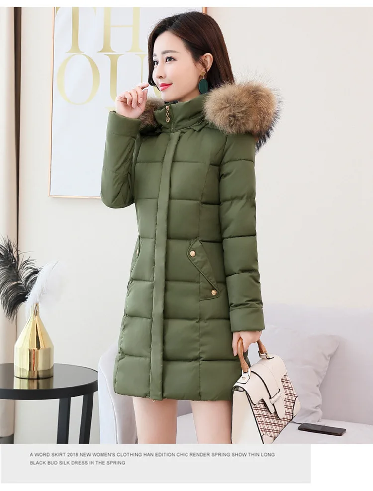 Shoppe подлинный товар пуховик, хлопок, Для женщин средней длины Новинка зимы Стиль корейско-Стиль мода Slim Fit для похудения большие
