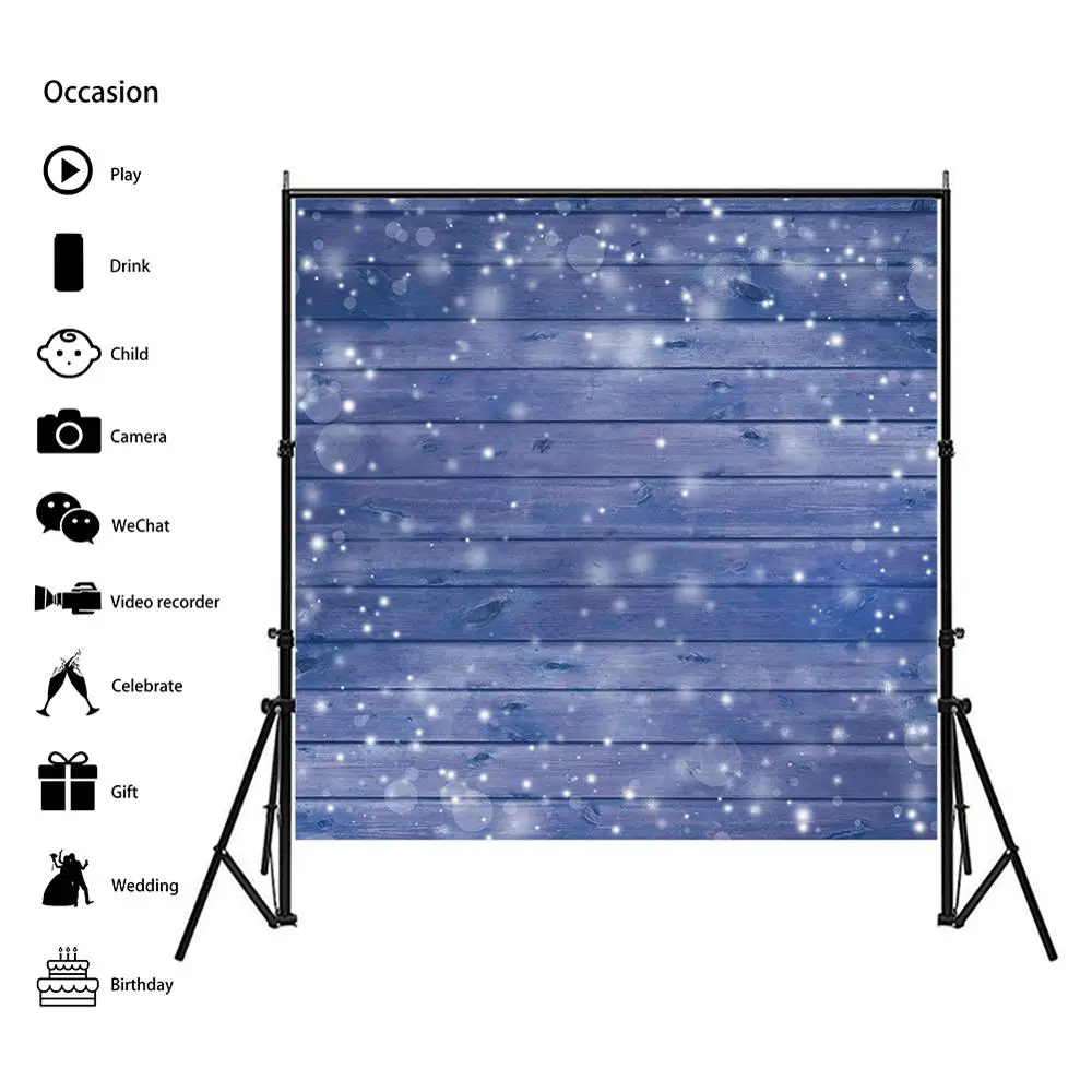 

5x5ft Solid Color Wooden Board With Snowflake Series Photography Backdrops Photo Studio Props Party Festival Background