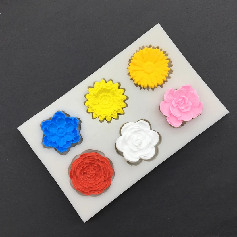 

Sunflower Rose Chrysanthemum Shape Silicone Mold Sugarcraft Chocolate Cupcake Baking Mold Fondant Cake Decorating Tools