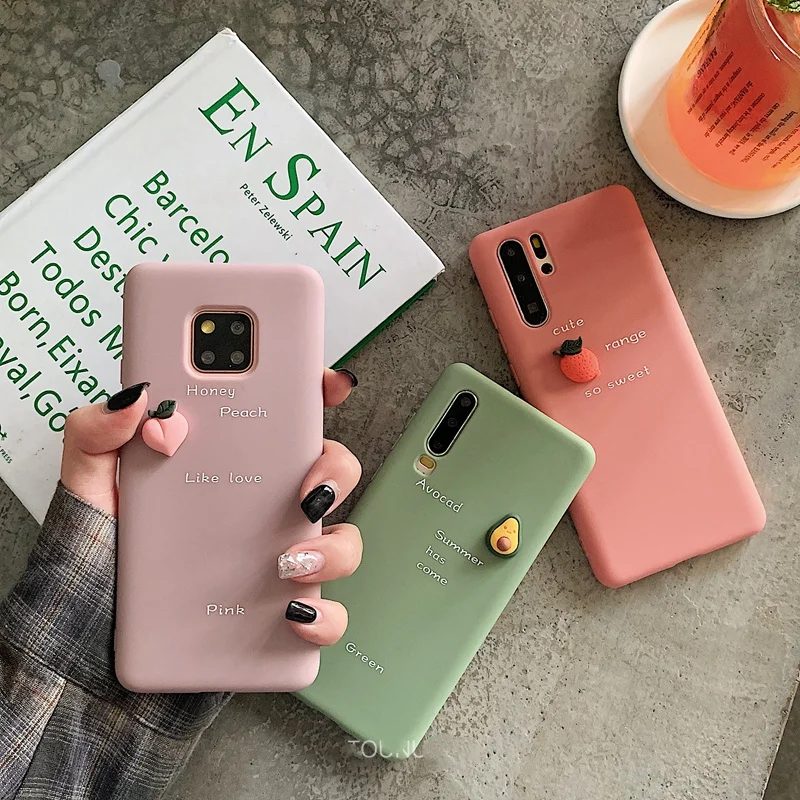 

3D Fruit Avocado Peach Case For Huawei Mate 20 P30 Pro Mate 10 Nova 3i 3 4 5 Honor View 20 V10 V20 P20 Lite 2019 Cute Soft Cover