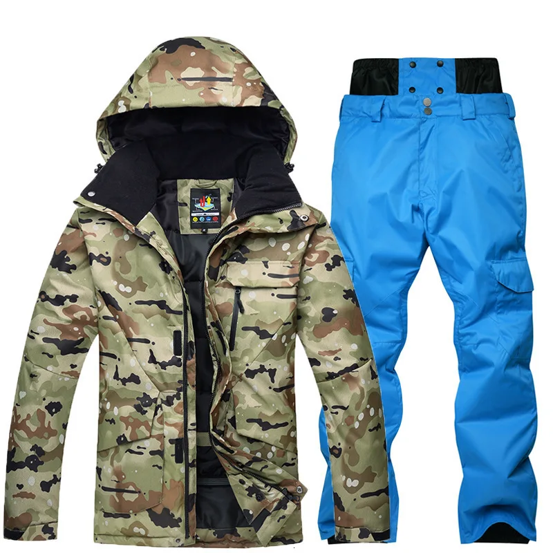 Водонепроницаемые термо лыжные куртки+ Сноуборд Зимние штаны мужские супер теплые зимние сноуборд камуфляжная куртка комплект костюм брюки ветрозащитный