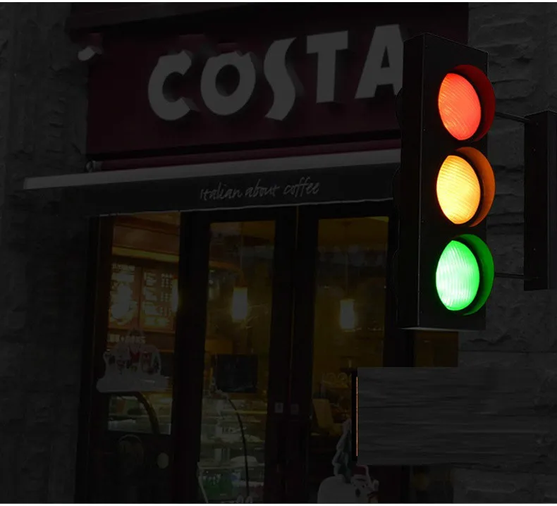 American Retro Traffic Light Wall Lamp Aisle Corridor Bar Color Retro Cafe Iron Wall Lamp Luminaria Outdoor Wall Sconce Lighting