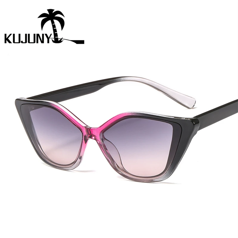 

KUJUNY 2020 Fashion Cateye Sunglasses Sun Glasses For Ladies Luxury Brand New Cat Eye Eyewears Eyeglasses Anti-UV Sun Shade