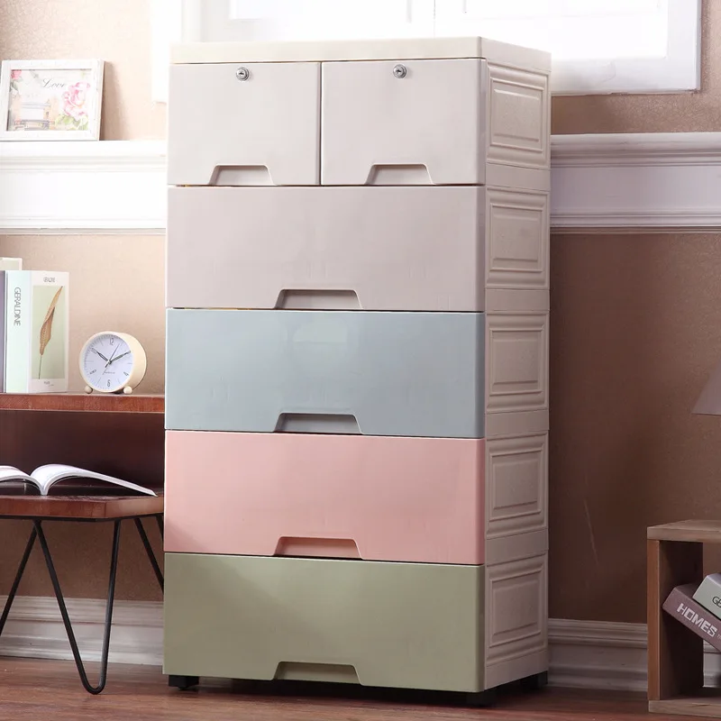 

Hua er New Style Infant Child Toy Storage Box Storage Cabinets Large Size Plastic Drawer-type Underwear Finishing Box Five-bucke