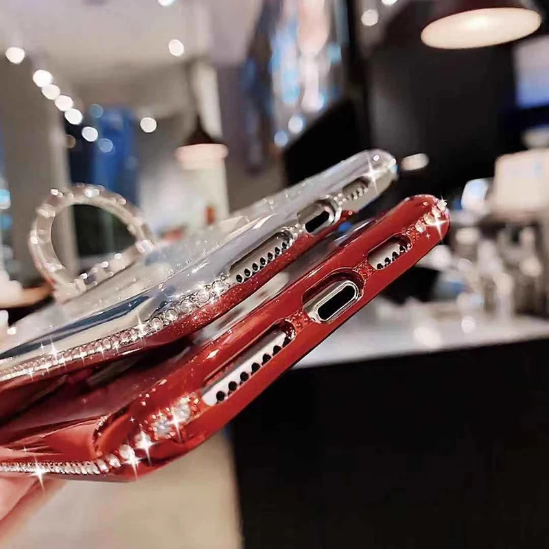 Блестящий Мягкий чехол из ТПУ для iPhone 11 Pro Max XS XR X 8 7 6 S Plus с блестящими бриллиантами