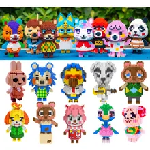 28 estilos animal blocos de cruzamento raymond 3d modelo diy mini blocos de diamante tijolos brinquedo construção para crianças presente legoeing