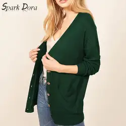 SparkDora, Осень-зима, длинный рукав, солнцезащитный, большой размер, шерстяной свитер, женский кардиган, однобортная рубашка, женские свитера