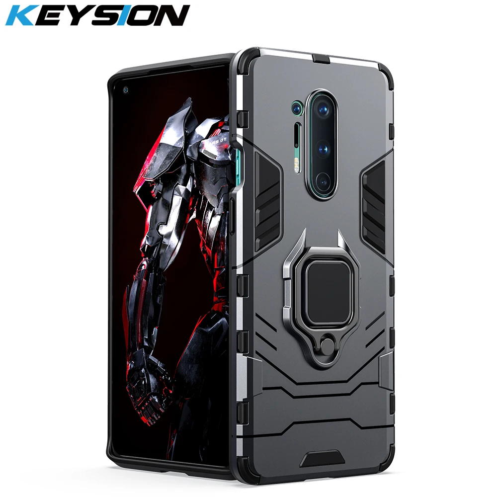 KEYSION-funda armadura a prueba de golpes para Oneplus 8 8 Pro 8T 7 7 Pro 7T Pro, funda de teléfono con soporte de anillo para Oneplus Nord N10 5G N100