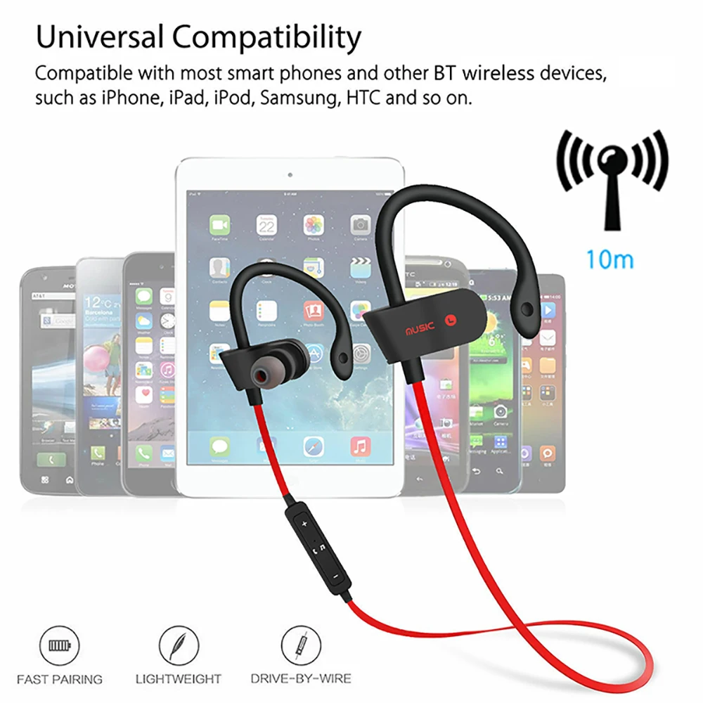 Bluetooth V5.0 беспроводные наушники спортивные наушники-вкладыши шумоподавление HD голосовые наушники для Iphone 7/X huawei Xiaomi