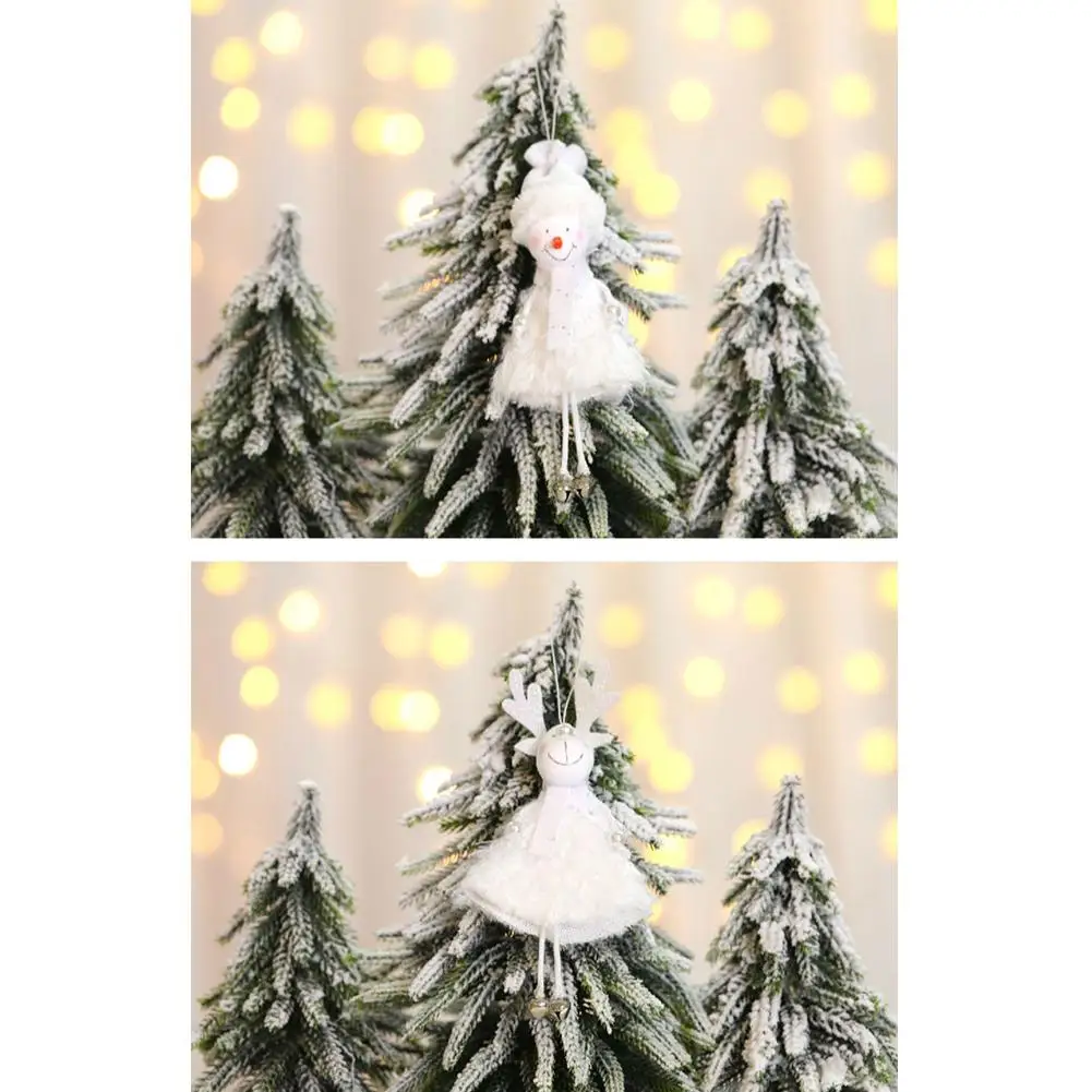 Рождественские украшения куклы маленькие подвесные перья Санта Клаус Снеговик Лось Ангел камин окно украшения