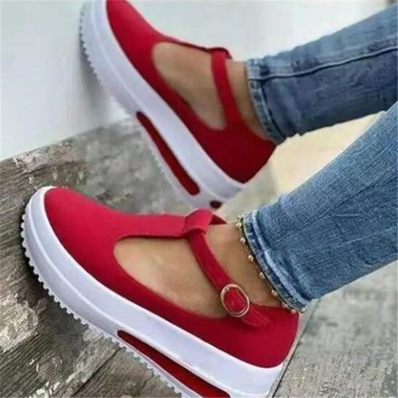 Zapatos de talla grande para mujer, novedad de verano 2021, zapatillas deportivas informales de tacón plano, boca baja, a la moda
