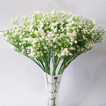 

12 Pcs Artificial Baby Breath Flowers Fake Gypsophila DIY Floral Bouquets Fake Real Touch Flowers For Wedding Party Home Decor