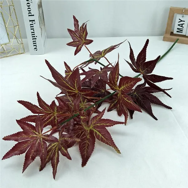 10P Fake Single Stem Meple Leaf(2 stems/piece) 30.71" Length Simulation Autumn Greenery for Home Decorative Artificial Plants - Цвет: Бургундия