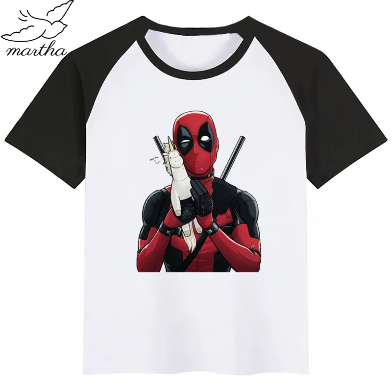 Футболка с принтом «Dead Pool» «сделай сам» забавная одежда детская летняя футболка модная детская одежда футболка детская футболка с рисунком - Цвет: BlackF