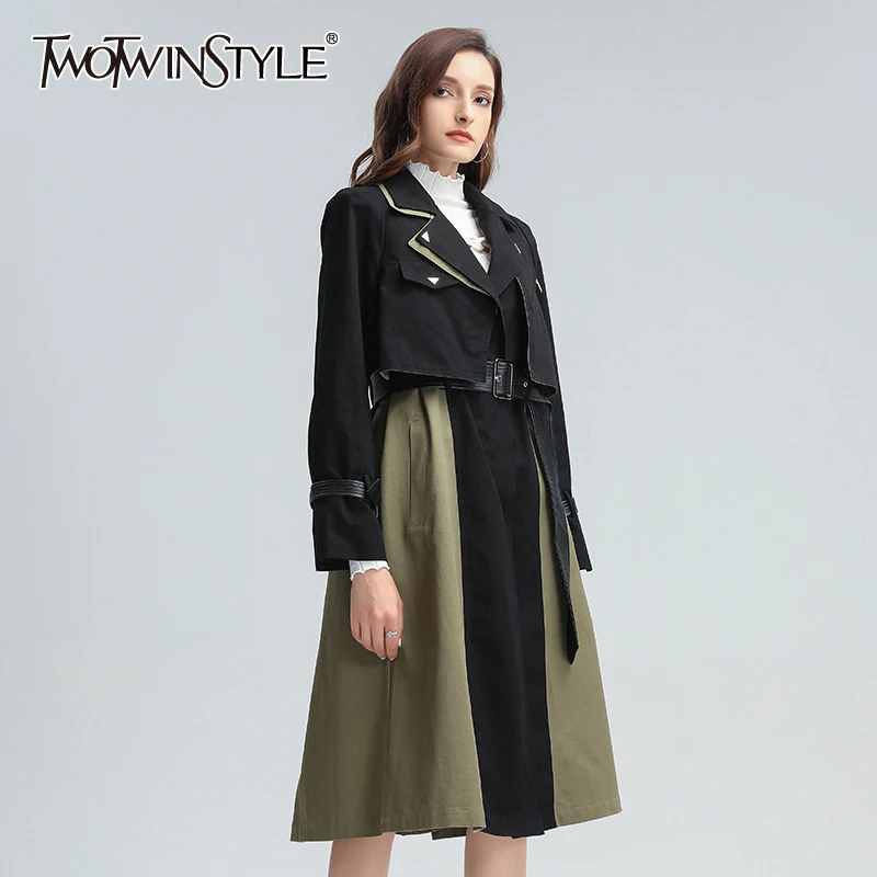 TWOTWINSTYLE Patchwork Hit Color Windbreaker For