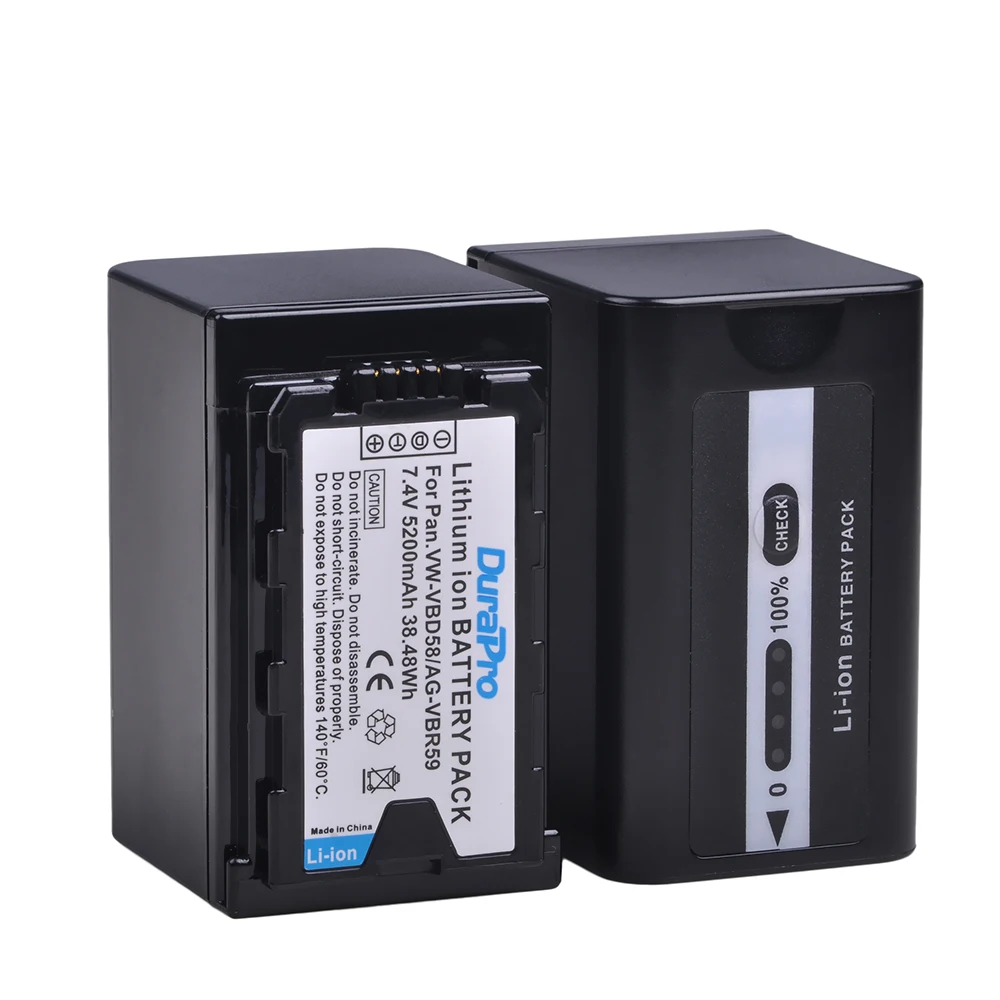 Комплект из 2 предметов 5200 мА/ч, VW-VBD58 VBD29 VBD58 VBD78 AG-VBR59 Батарея для цифрового фотоаппарата Panasonic AJ-HPX260MC, HPX265MC, PX270, PX285MC, PX298, AG-FC100, HC-X1000