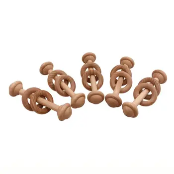 

1PC Baby Teether Toys Beech Wooden Rattle Wood Teething Rodent Ring Musical Chew 090B
