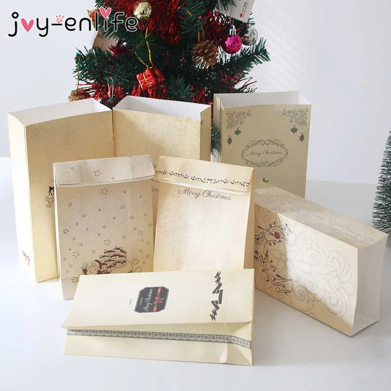 6 шт. Счастливого Рождества крафт-бумажные пакеты подарочные пакеты для конфет детские рождественские подарочные упаковки рождественские украшения для вечеринки
