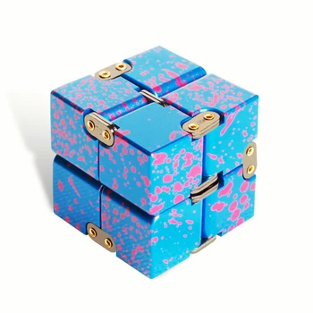 

Multicolor stud Folding cube Aluminum alloy Infinite Magic Cube flip pocket cube fun cube Finger Toy creative decompression toy