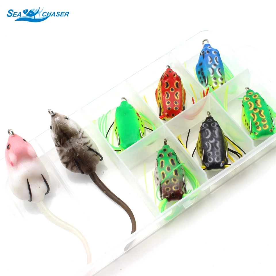 8 шт. мышь и Лягушка Полые тело Мягкие Рыболовные Приманки Бас Крючки для приманки