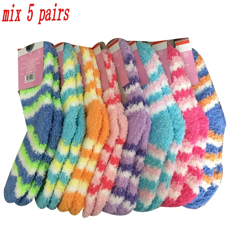 mix colors 5 pairs 5 пар детских носков, зимние теплые носки из кораллового флиса ярких цветов, носки для малышей 0-3 лет, носки для мальчиков и девочек - Цвет: mix colors 5 pairs