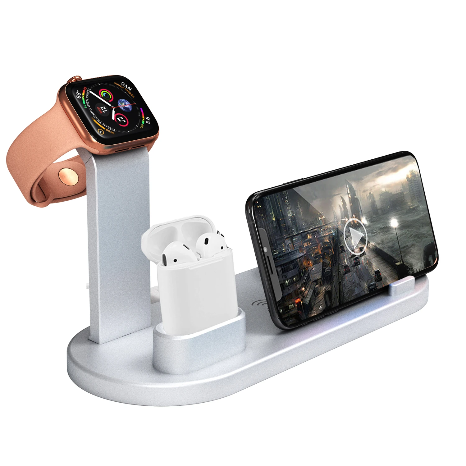 Беспроводное быстрое зарядное устройство для AirPods iWatch и мобильных телефонов usb type-C многофункциональная вращающаяся на 360 ° Подставка для зарядки