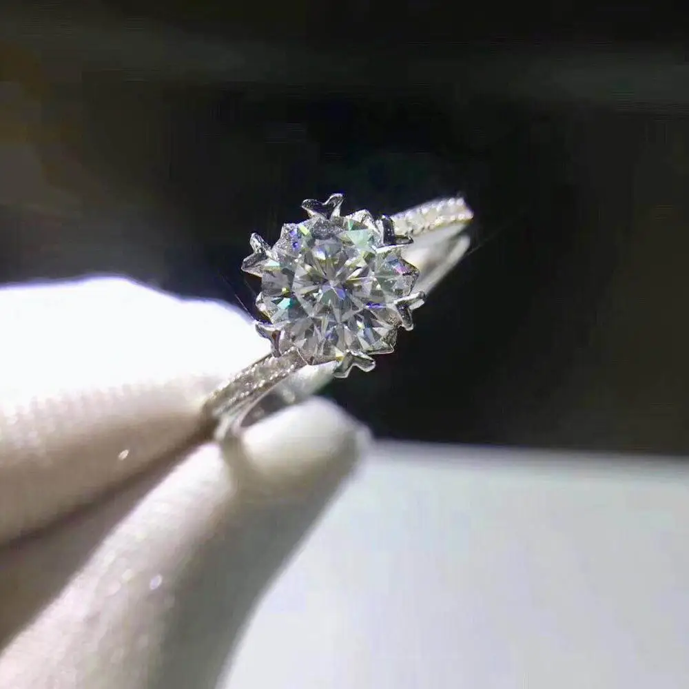Круглое серебряное кольцо с муассанитом 1ct D VVS роскошное кольцо с муассанитом Weding для женщин