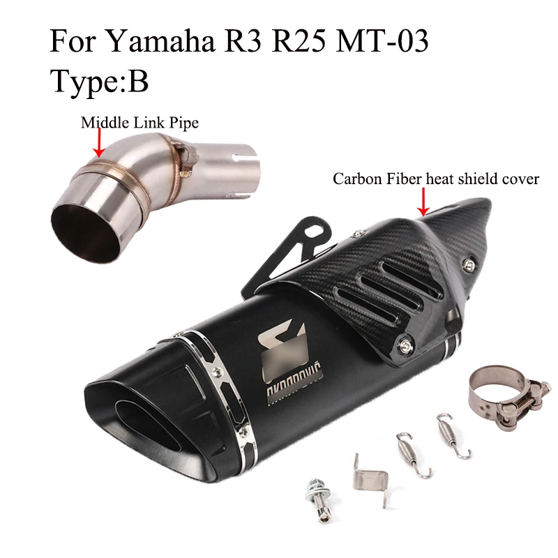 Мотоцикл выхлопная средняя труба Escape для YAMAHA YZF-R25 YZF-R3 MT03 модифицированный мотоцикл лазерный скутер углеродное волокно глушитель наклейка - Цвет: Type B