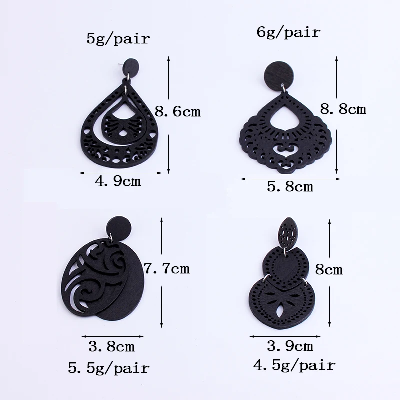 Новые винтажные деревянные черные серьги, Популярные Полые стильные модные серьги-капли в стиле бохо для женщин, подарки