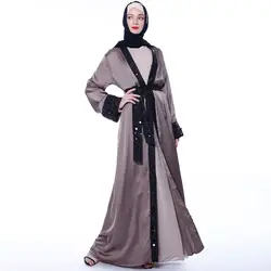 Платье Дубая Малайзия Grosgrain кимоно кардиган мусульманское платье хиджаб женщины Дубай турецкая исламская одежда с блестками
