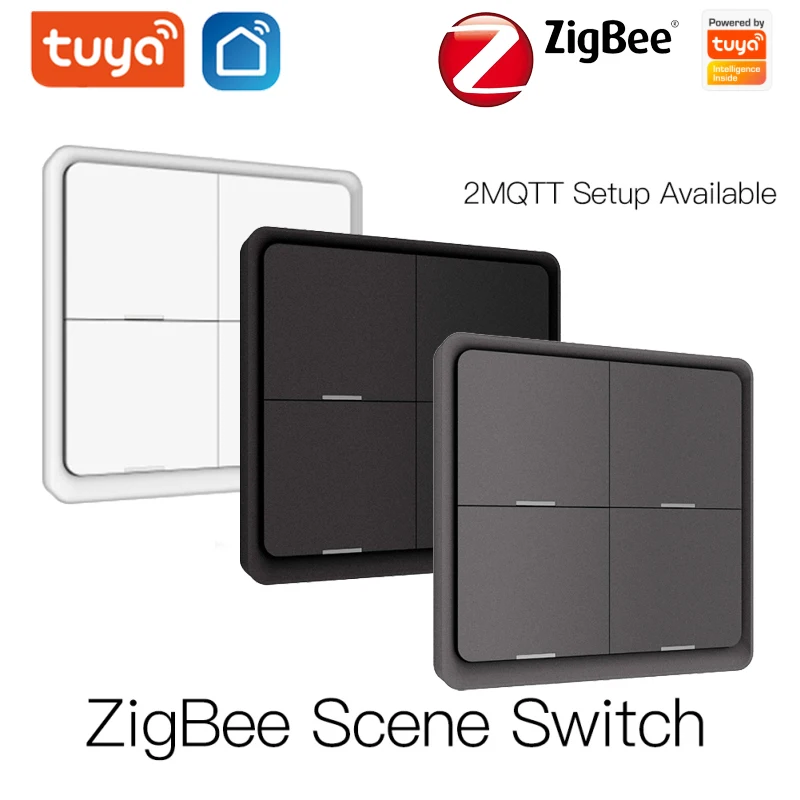Беспроводной кнопочный контроллер Tuya 1-4 ZigBee с питанием от аккумулятора для