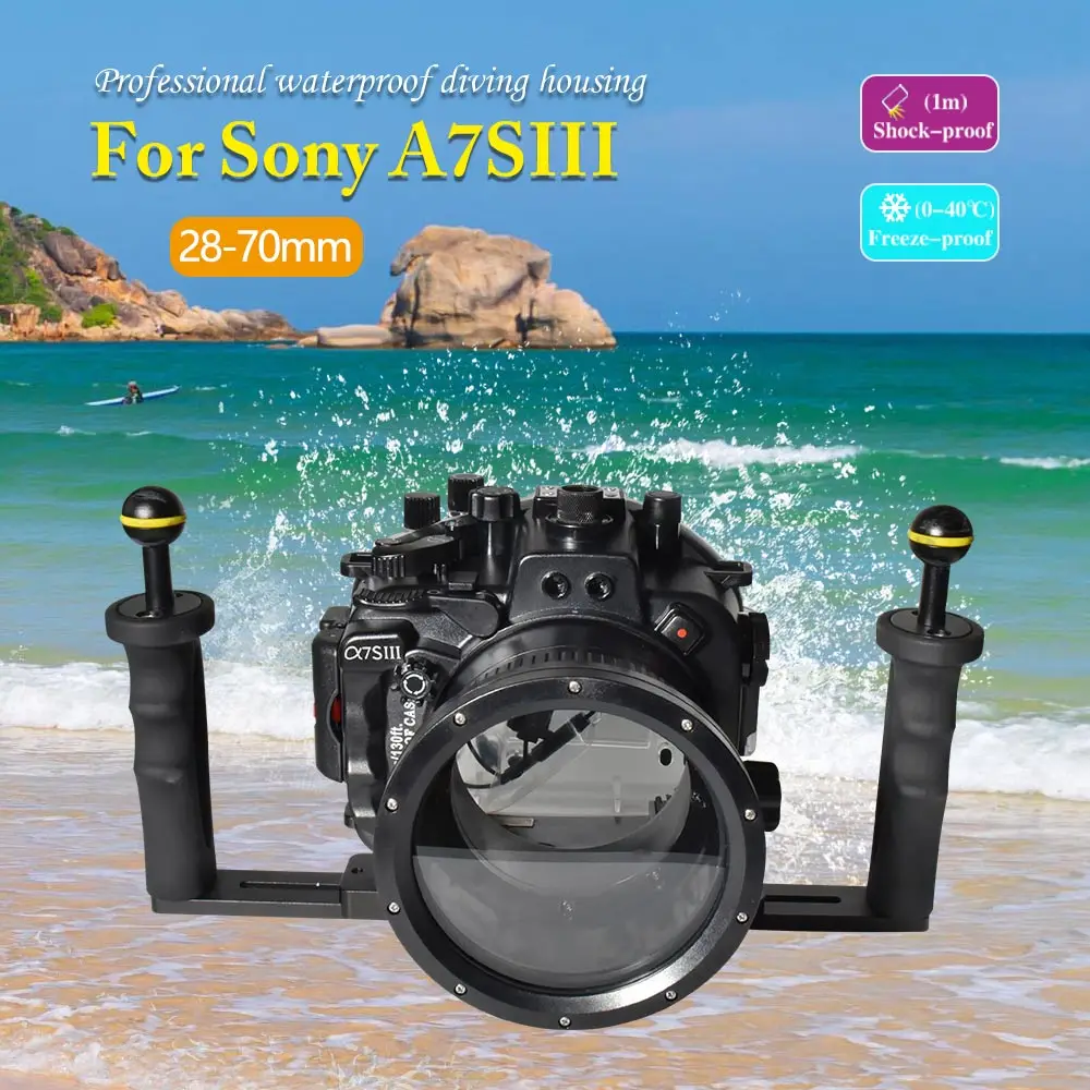 Seafrogs 수중 카메라 다이빙 하우징, 알루미늄 합금 트레이, 플래시 스트로브 돔 포트, A7SIII 다이빙 장비