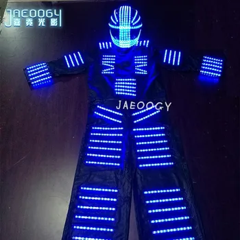 

Custom creative LED flash seven color robot clothing bar night club stilt laser dance performance dance props