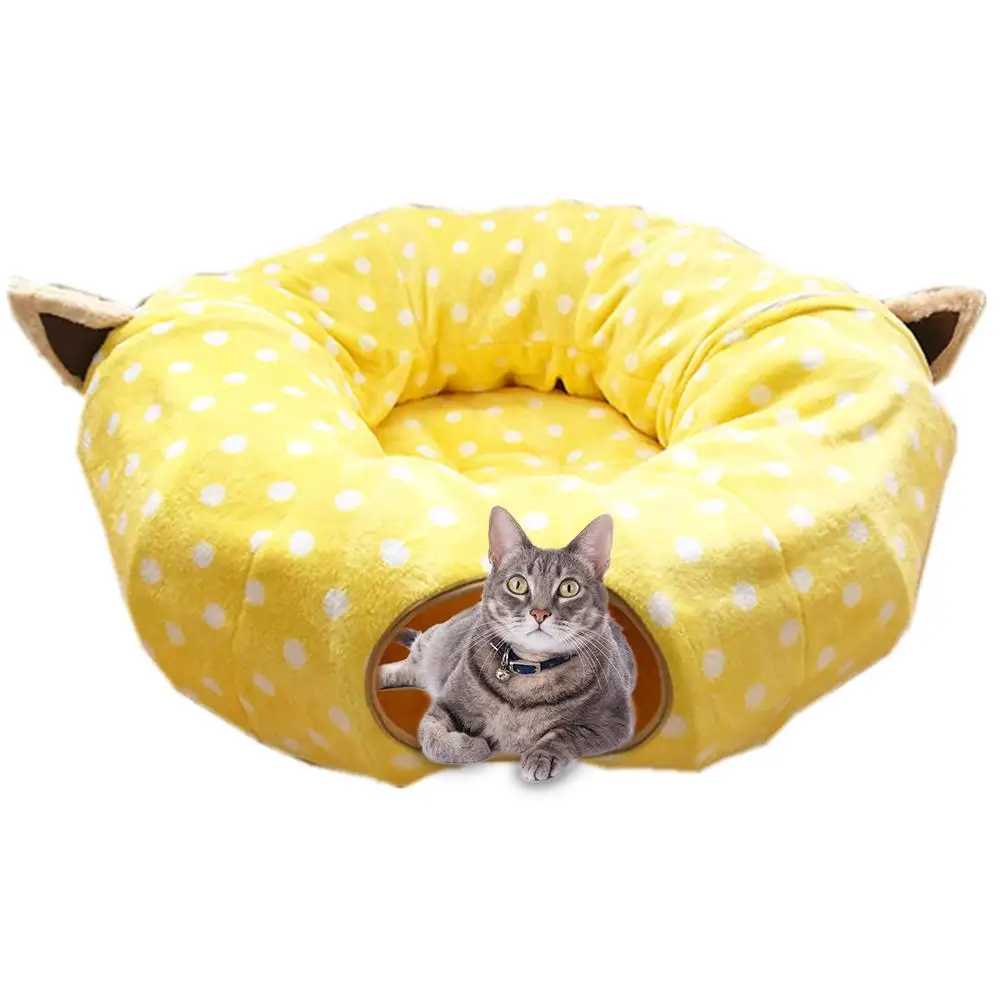 

Foldable Cat Game Tunnel Nap 2in1 Channel Cloth Plush Cat Bed Snoring Chinchilla Nest Environmental Protection Puzzle Pet Toy