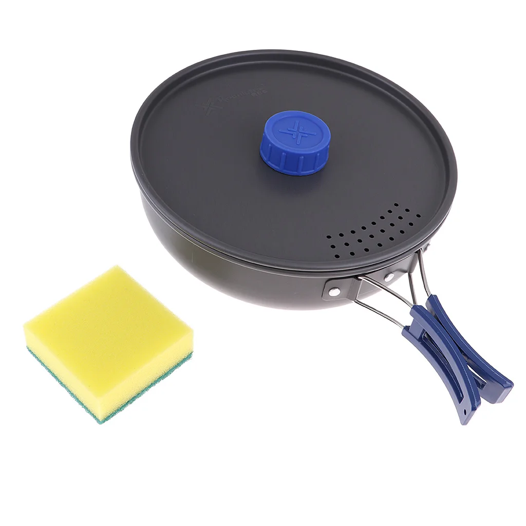 2-3 Person Camping Fry Pan Outdoor Portable Picnic Cooking Cookware with Lid and Carry Bag for Camping Backpacking Hiking