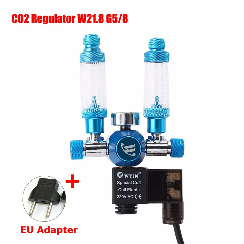Аквариум CO2 регулятор 220 В W21.8 G5/8 Аквариум CO2 счетчики двойной пузырьковый контроллер с электромагнитный клапан обратный клапан