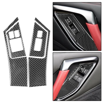 

Window Switch Panel Decals Cover Left-Hand Adhesive Parts 4Pcs Carbon Fiber New