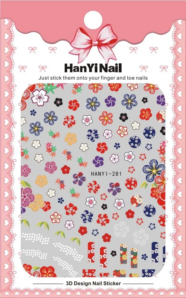 HANYI281 Цветочные узоры! Лак для ногтей задний клей деколь декорации дизайн ногтей стикер для ногтей Советы красоты - Цвет: HANYI281