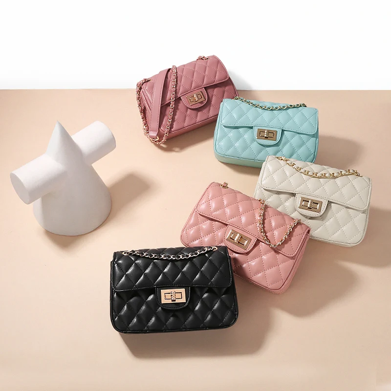 Mood Leather Ladies Fashion Shoulder Bag Diamond Type Lattice Women Crossbody Bag Sheepskin Messenger Bag