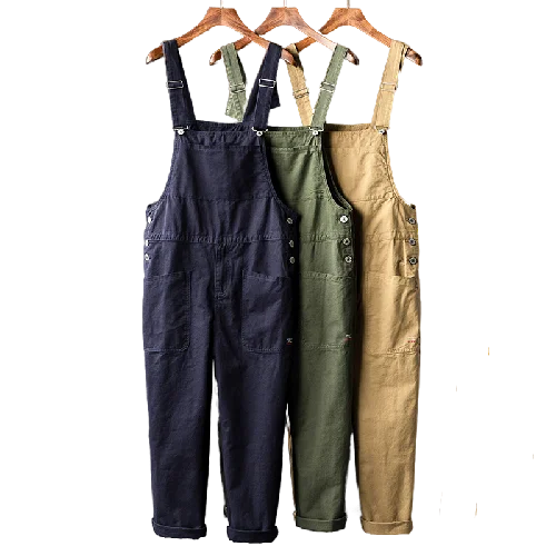

Men's Multi Pockets Loose Jumpsuit Men Casual Hip Hop Romper Overalls Streetwear Harajuka Suspender Pants Green Khaki Black Blue