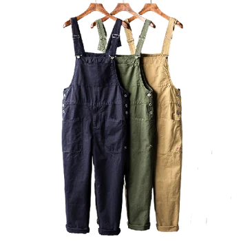 

Men's Multi Pockets Loose Jumpsuit Men Casual Hip Hop Romper Overalls Streetwear Harajuka Suspender Pants Green Khaki Black Blue