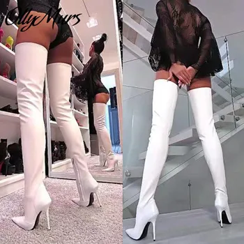 

Ollymurs New Sexy Club Gladiator Over The Knee HIgh Thigh HIgh Boots Sexy Pointed Toe Zip Side Long Boots Winter Boots Shoes