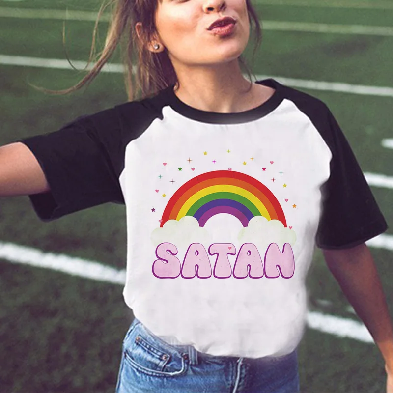 

Female Fashion T-shirts Hip Hop Tees Tops Halloween Gift Satan Demon Evil Grim Reaper Satanism Faith Funny Women T Shirt Modal