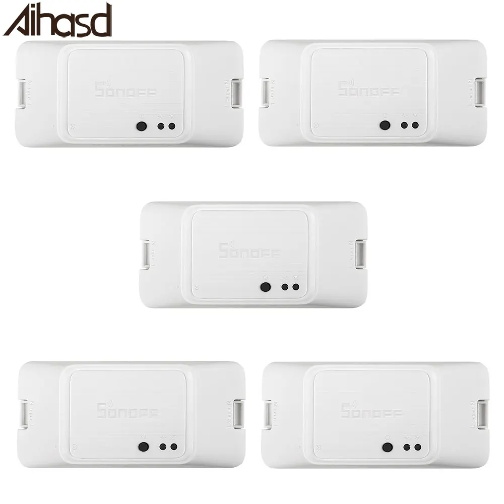 Aihasd 5 шт. SONOFF BASIC R3 Smart вкл/выкл WiFi переключатель, таймер освещения Поддержка приложения/LAN/голосовое дистанционное управление работает с Alexa