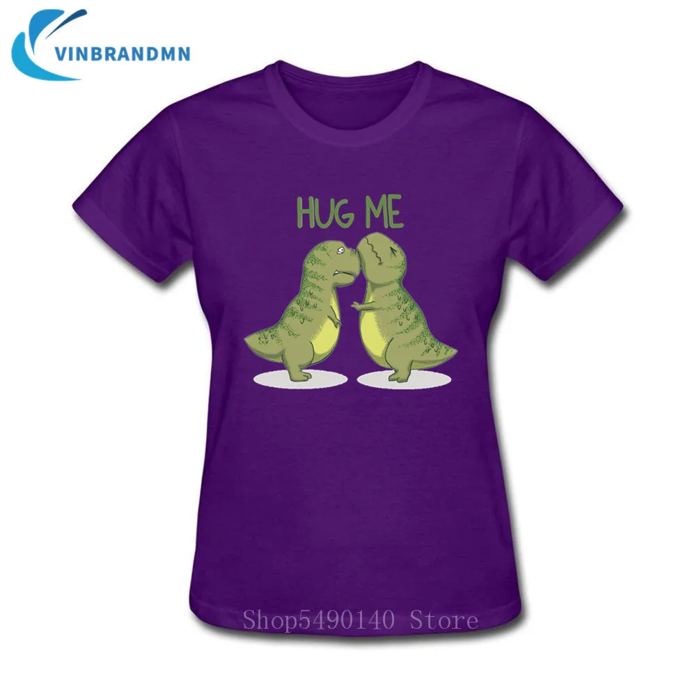 Cute Dinosaurs Hug Me T-Shirt Women Ladies Custom Animal Printed T Shirt Summer Casual O-Neck Short Sleeve Cotton Top Tee Shirts | Женская