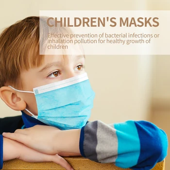 

3 layer Disposable Elastic Mouth Soft Breathable Blue Soft Breathable Flu Hygiene Child Kids Face Mask Dropshipping